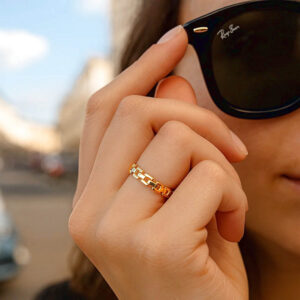 Women's Real 14k Yellow Gold Chain Link Ring