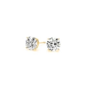 1 Carat Lab Grown Round Diamond Earrings 14k Yellow Gold