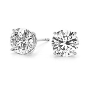 1.5 Carat Round Lab Grown Diamond Stud Earrings 14k White Gold