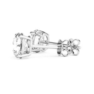 1.5 Carat Round Lab Grown Diamond Stud Earrings 14k White Gold Push Back