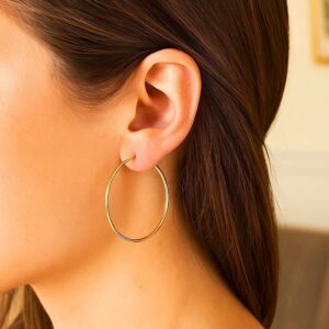 10k Yellow Gold Hoop Earrings 40mm x 1.5mm Thickness