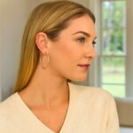 10k Yellow Gold Hoop Earrings 40mm x 1.5mm Thickness on Model 10k Yellow Gold Hoop Earrings 40mm x 1.5mm Thickness on Model