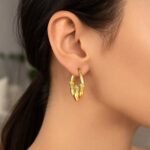 14K Yellow Gold Claddagh Hoop Earrings