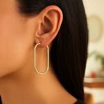14K Yellow Gold Endless Large Paperclip Hoop Earrings