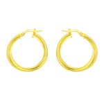 14K Yellow Gold Medium Interlocking Trinity Hoop Earrings 1 inch 25mm 14K Yellow Gold Medium Interlocking Trinity Hoop Earrings 1 inch 25mm