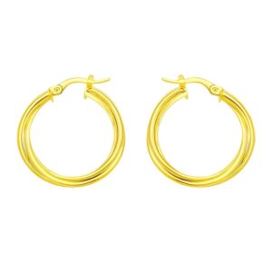 14K Yellow Gold Medium Interlocking Trinity Hoop Earrings 1 inch 25mm