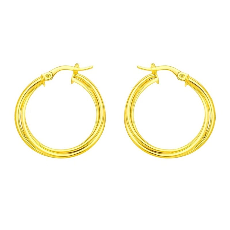 14K Yellow Gold Medium Interlocking Trinity Hoop Earrings 1 inch 25mm 14K Yellow Gold Medium Interlocking Trinity Hoop Earrings 1 inch 25mm