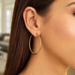 14k Gold Simple Round 45mm Hoop Earrings 2mm Thickness