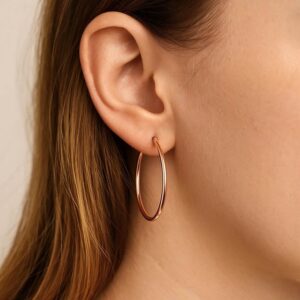 14k Rose Gold Medium Hoop Earrings 25mm x 2mm