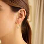 14k Two Tone Gold Double Hoop Earrings Polished and Textured Surfaces for Women 14k Two Tone Gold Double Hoop Earrings Polished and Textured Surfaces for Women