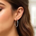 14k White Gold 25mm Hoop Earrings 3mm Thick