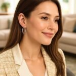 14k White Gold 25mm Hoop Earrings 3mm Thick for Women