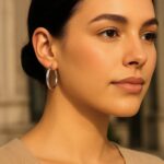 14k White Gold Classic Round Hoop Earrings 30mm x 3mm