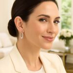 14k White Gold Graduated Flat Oval Hoop Earrings