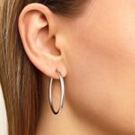 14k White Gold Hoop Earrings 40mm x 3mm