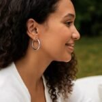 14k White Gold Simple Round Hoop Earrings 25mm x 4mm