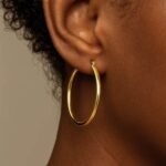 14k Yellow Gold 40mm Hoop Earrings 3mm Thick