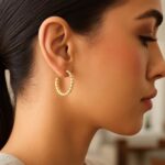 14k Yellow Gold Brick Omega Hoop Earrings for Women 14k Yellow Gold Brick Omega Hoop Earrings for Women