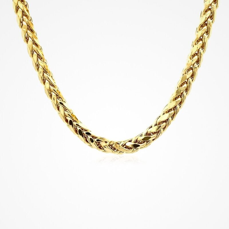 14k Yellow Gold Diamond Cut Round Franco Chain Necklace 5.3mm 27.6 gram