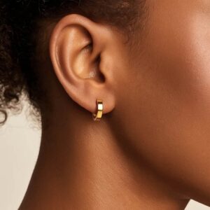 14k Yellow Gold Flat Small Hoop Earrings 10mm x 3mm