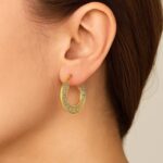 14k Yellow Gold Greek Key Hoop Earrings 19mm 14k Yellow Gold Greek Key Hoop Earrings 19mm