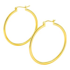14k Yellow Gold Hoop Earrings 40mm 1.5mm Thick