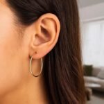 14k Yellow Gold Thin Round Tube Hoop Earrings 30mm x 1.5mm