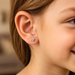 3mm Round White Cubic Zirconia Stud Earrings Sterling Silver