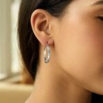 4mm x 30mm Hammered Hoop Earrings Sterling Silver