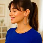 75mm Hoop Earrings Sterling Silver 3 Inch Rectangular Cut