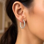 925 Sterling Silver Texture Braid Hoop Earrings 20mm 925 Sterling Silver Texture Braid Hoop Earrings 20mm