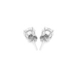 Cubic Zirconia Stud Earrings 6mm White Hue Faceted Sterling Silver Push Back