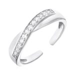Cubic Zirconia Toe Ring with Crossover Motif Sterling Silver