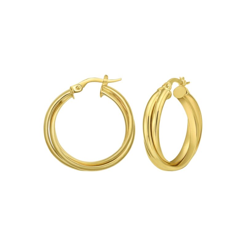14K Yellow Gold Interlocking Medium Trinity Hoop Earrings