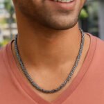 Solid Gunmetal Finish Sterling Silver Byzantine Chain Necklace 5mm 24 inch