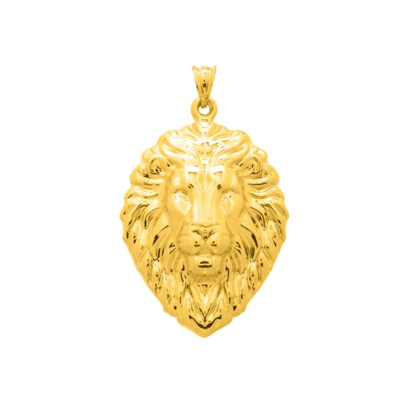 14K Yellow Gold Lion Head Pendant