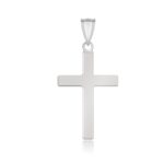 14k White Gold Simple Flat Design Cross Pendant