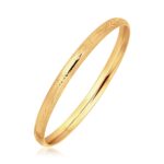 14k Yellow Gold Childrens Bangle with Diamond Cuts Dome Style 5.5 Inch (5.50 mm)