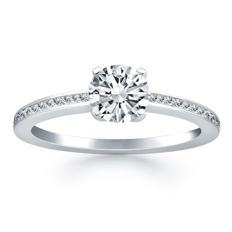 Classic Pave Diamond Band Engagement Ring 0.7 ct tw 14k White Gold