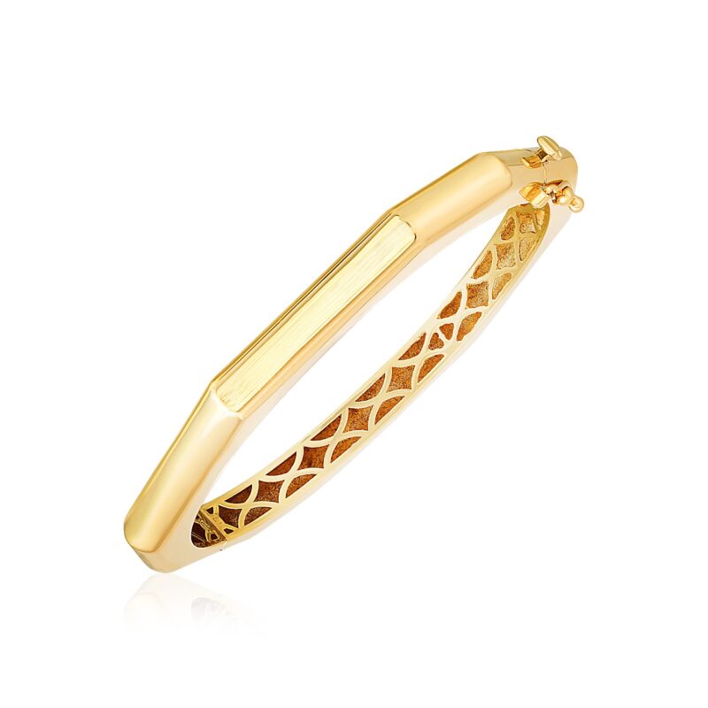 14k Yellow Gold Geometric Bangle High Polish (6.10 mm)