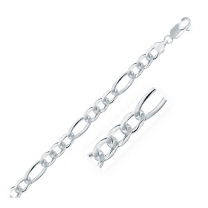 Sterling Silver Figaro Chain Rhodium Plated (8.10 mm)