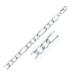 Sterling Silver Figaro Chain Rhodium Plated (8.80 mm)