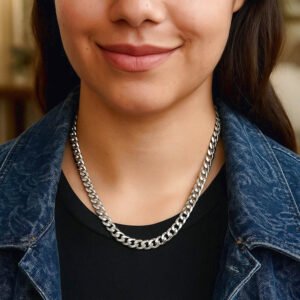 Sterling Silver 7mm Curb Chain Necklace for Women