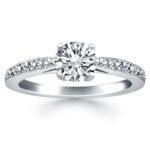 Diamond Pave Cathedral Engagement Ring 0.7 carat 14k White Gold