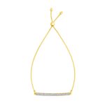 14k Yellow Gold Adjustable Bracelet with Textured Bar and Diamonds