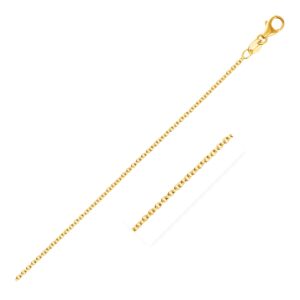 14k Solid Gold Round Cable Link Chain Necklace with Lobster Clasp 1.5 mm