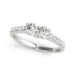 Round Two Stone Diamond Ring 3/4 carat 14k White Gold