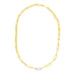 14k Yellow Gold Paperclip Chain Necklace with Diamond Link 14k Yellow Gold Paperclip Chain Necklace with Diamond Link
