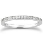 Micro Pave Diamond Wedding Ring Band Set 3/4 Around 14k White Gold