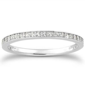 Micro Pave Diamond Wedding Ring Band Set 3/4 Around 14k White Gold